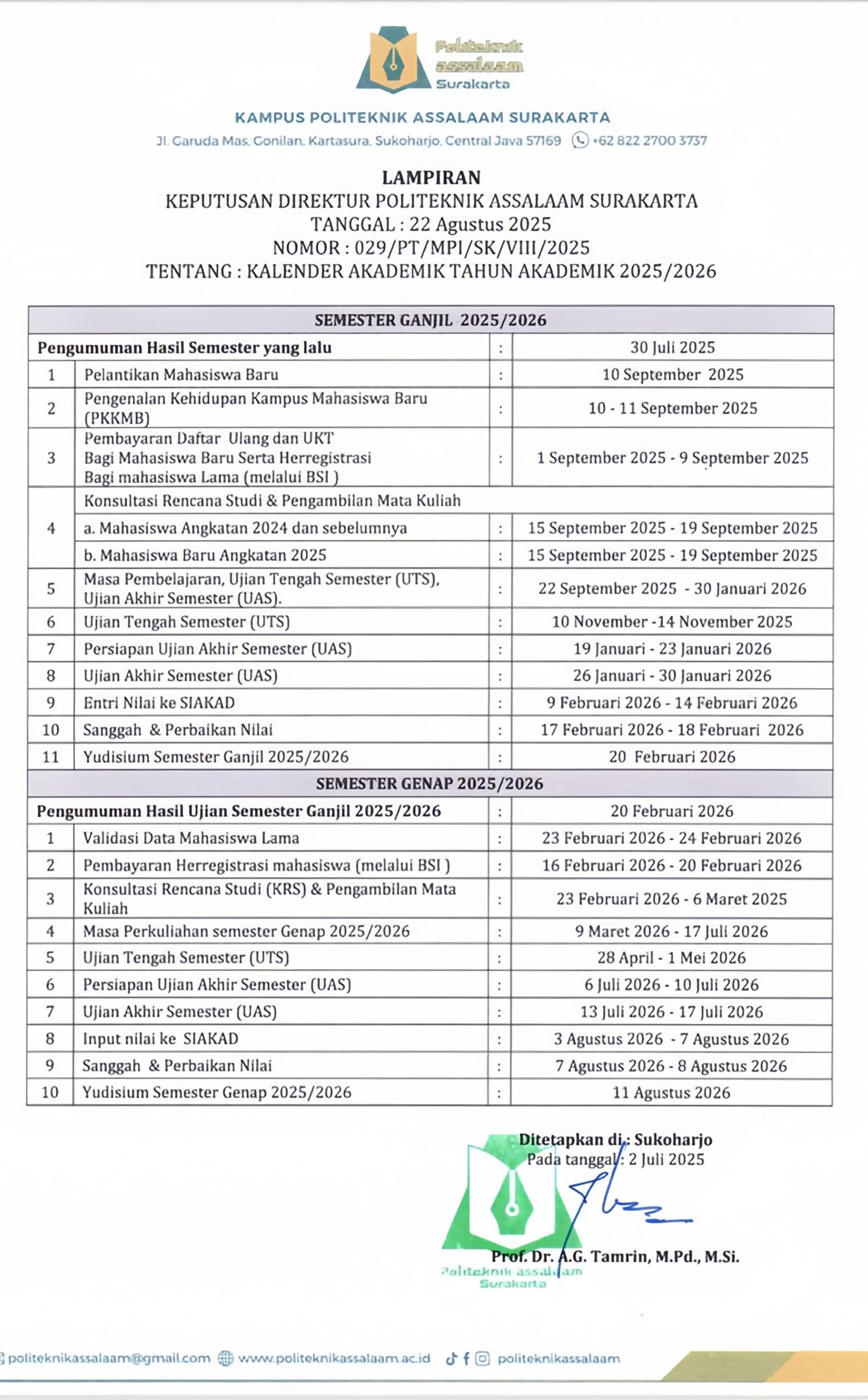 Kalender Akademik